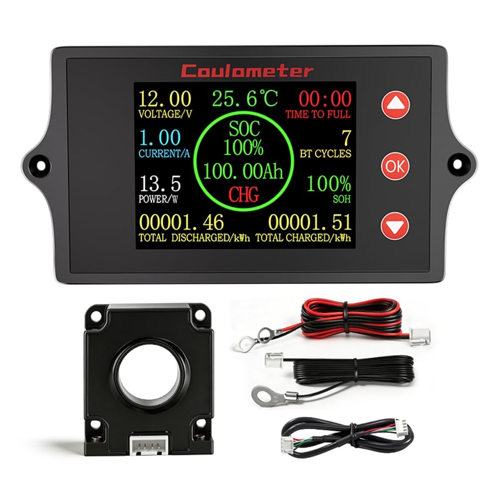Jnchdghwa Black Pzem-049 Hall Coulometer 8-100V Digital Battery Load Tester Electric Vehicle Voltage & Current Monitor