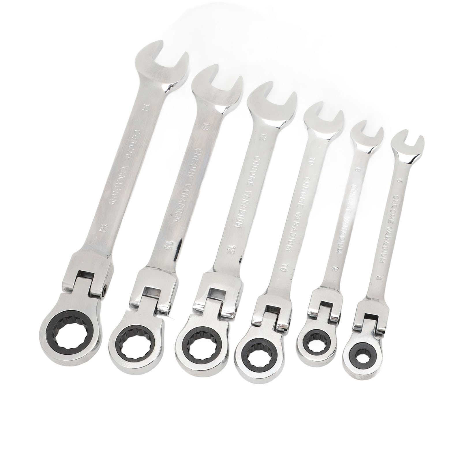 Set di chiavi combinate a cricchetto con testa flessibile Telescopica a 180° facile da manovrare per varie riparazioni (6 Pack)