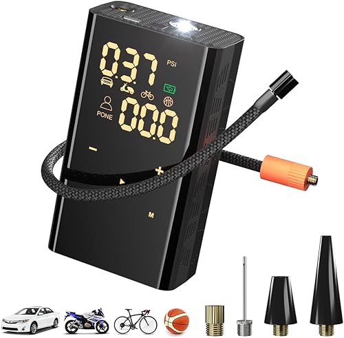 Compresor de aire portátil para neumáticos de automóvil, bomba de aire inalámbrica de 150 PSI con batería de 6600 mAh, manómetro automático