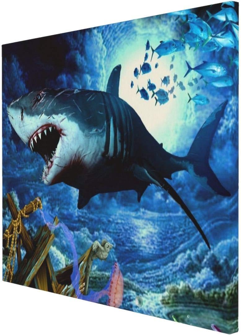 Amazon.co.jp: 絵画 インテリア おしゃれ 負傷したサメ 海嵐 アート