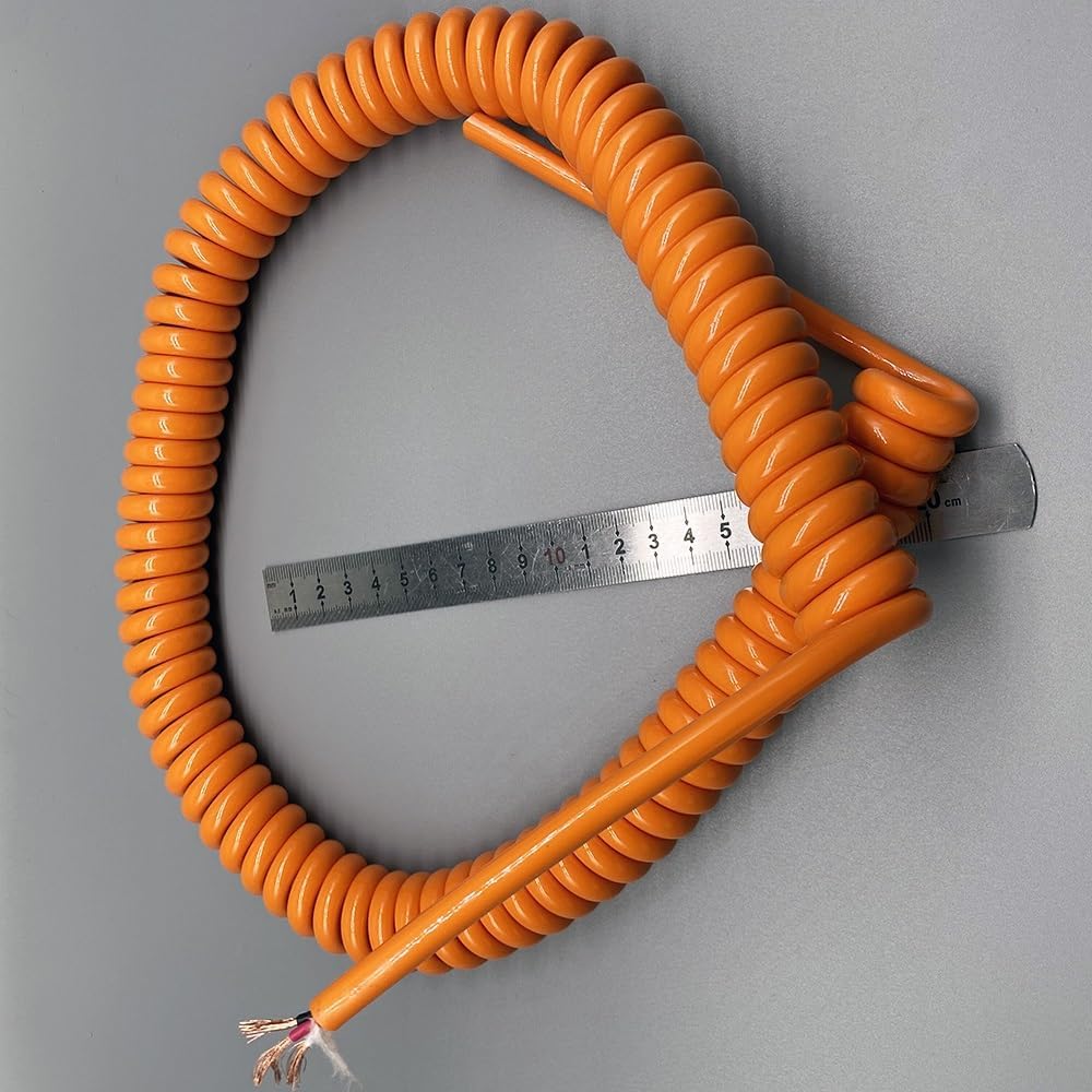 Przewód elektryczny, 2-żyłowy przewód zasilający spiralny 20AWG 0,5 mm kwadratowy pomarańczowy przewód rozszerzający rozciągliwy 1 metr 20 metrów czysta miedź kabel sprężynowy zwijany rozmiar cewki: r