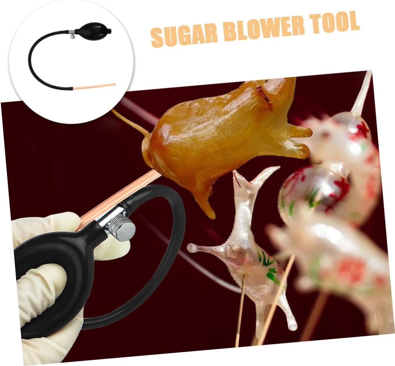 Zerodeko 3pcs Sugar Blowing Pump Copper Tube Manual Sugar Art Tools for Crafting Unique Candy Designs Bakeries and Candy Shops