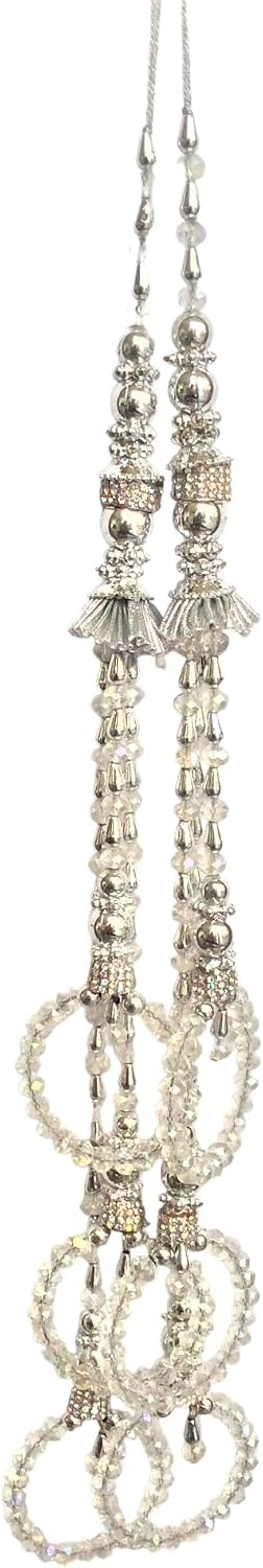 1 Pair Blouse Tassels for Bridal Dress Latkan for Decoration Accessories DIY Decor Curtains Cushions Tassel (Silver, 17 Inch)