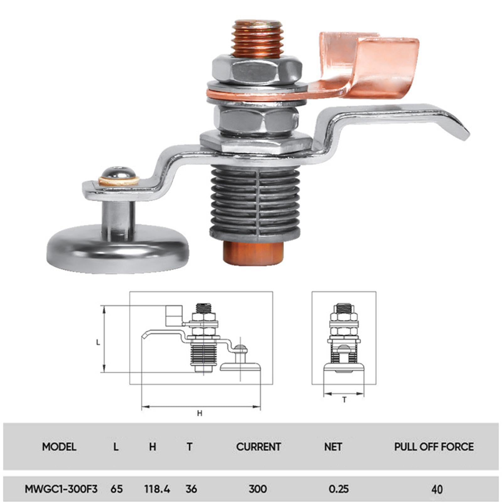 Baoblaze Welding Ground Clamp Multipurpose Stable Easy Installation Welding Support Ground Clamp Tool for Welding Machine Electrician, MWGC1 300F3