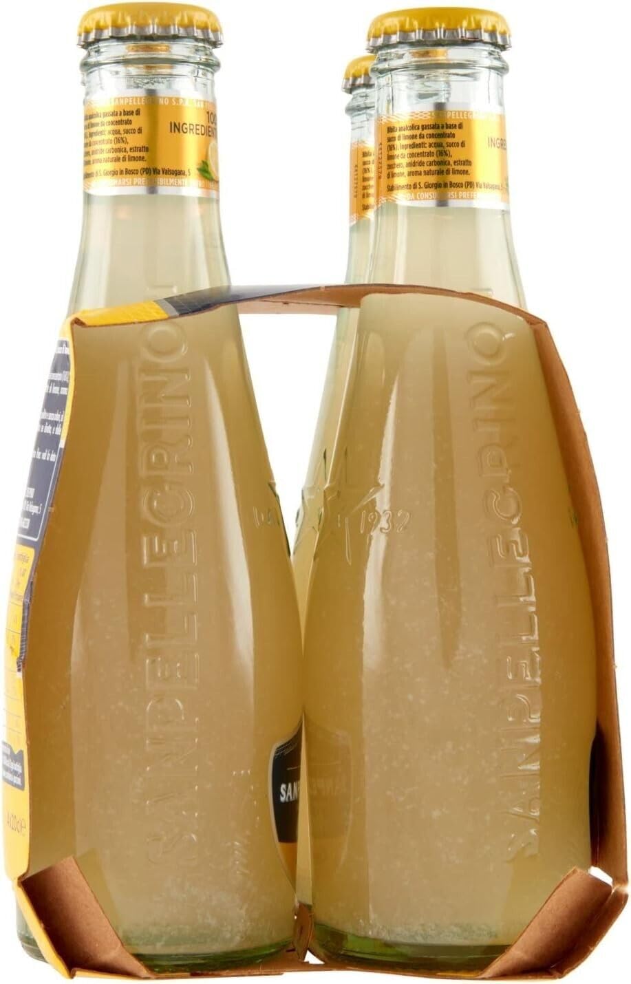 24x San Pellegrino Limonata Naturali Bevanda Analcolica Rinfrescante con succo di limone italiano, Bottiglia di vetro 20cl