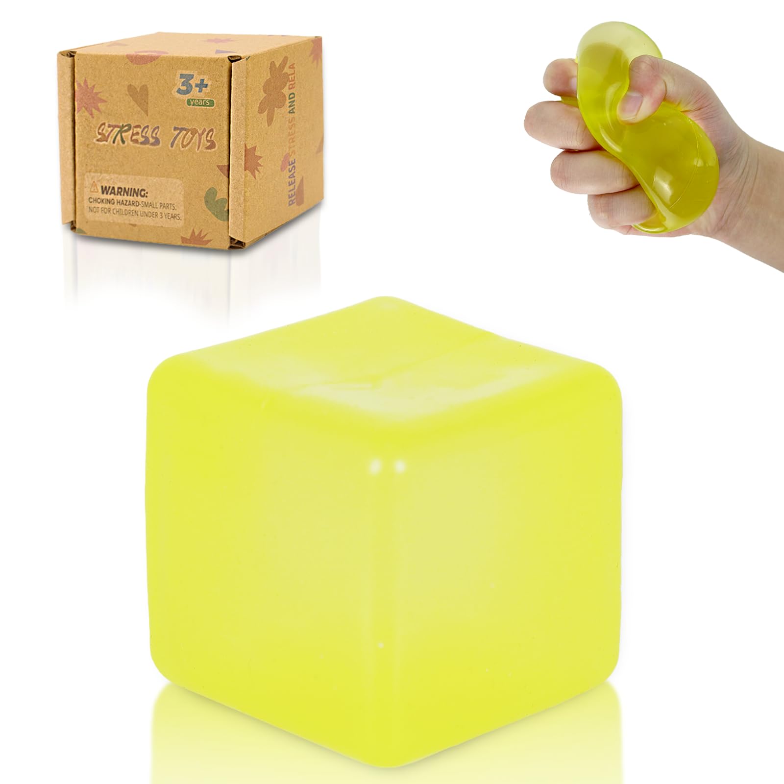 Graphinza Squishy Cubes Squeeze Toys, 1.96" Squishy Cubes Squeeze Toys, Ice Cube Fidget Toy, Sensory Fidget Toys