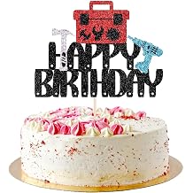 Tools Happy Birthday Cake Topper -Labor Day party Toolbox Hammer Mechanic Drill Themed-Auto repair engineer cake decorations For Men