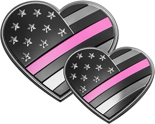 EyeCatcher USA Hero Heart Pink Line Breast Cancer Awareness Emblem Decal (Pink Line) – 2 Pack