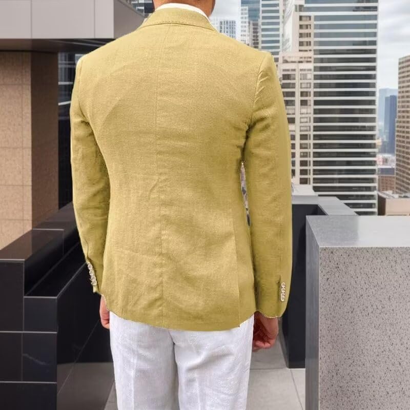 Men's Casual Linen Blazer Summer Double Breasted Jackets Lightweight Regular Fit Sport Coats2
