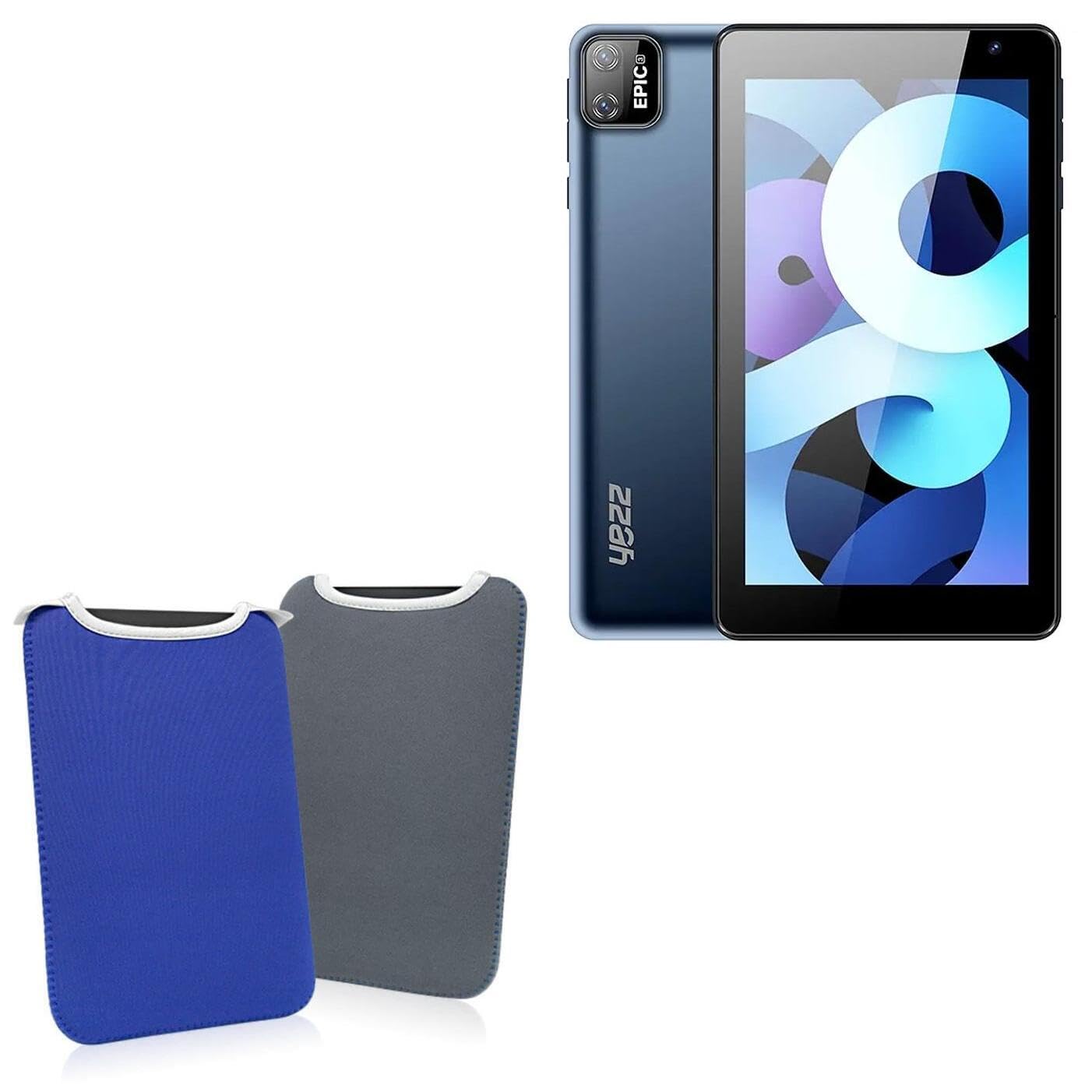 BoxWave Case Compatible with Yezz Epic 3 - SlipSuit, Soft Slim Neoprene Pouch Protective Case Cover - Super Blue/Charcoal Grey (Reversible)