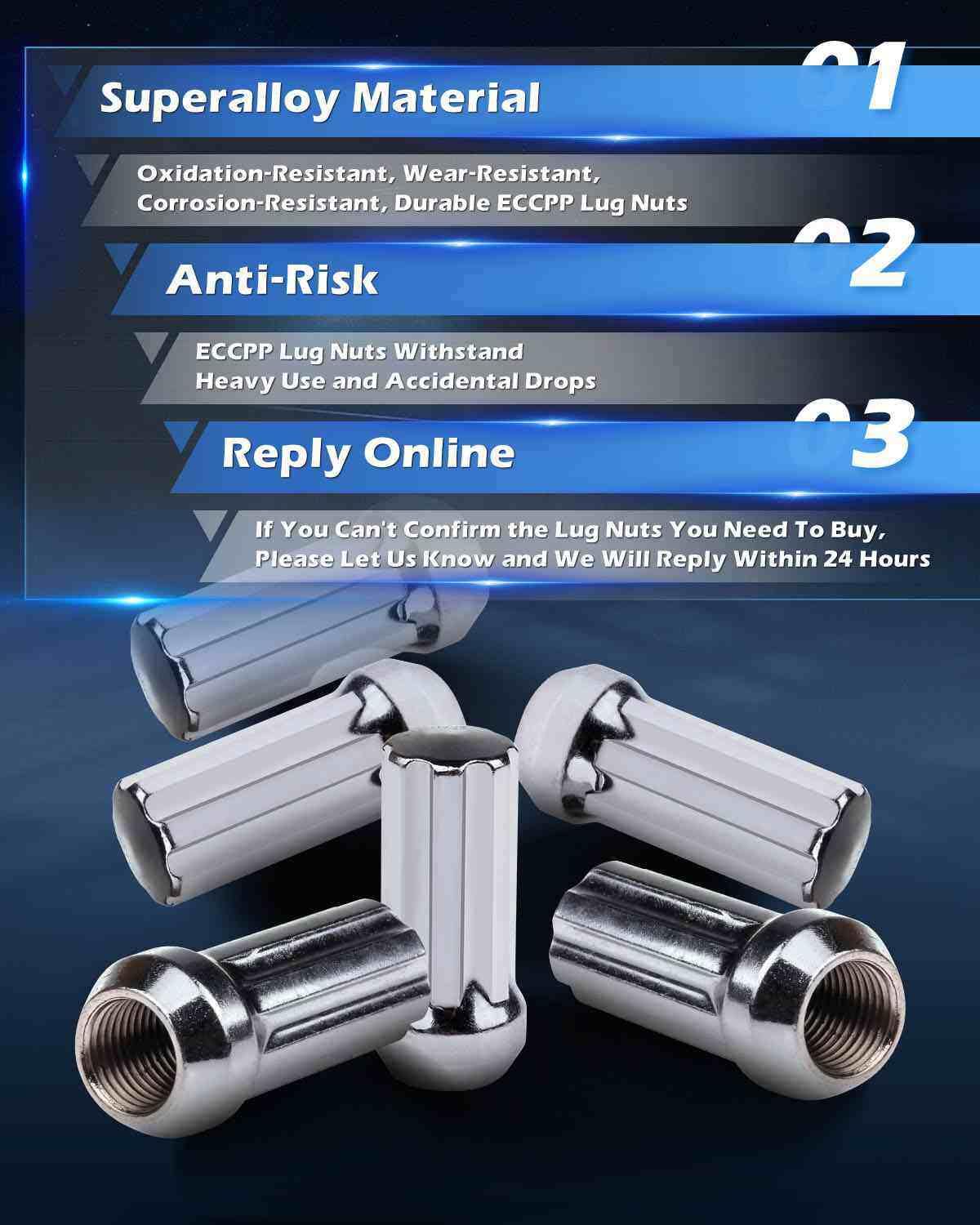 32 Black Bulge Acorn Lug Nuts - 2” Tall, 9/16-18 Thread For 1987-1998 Ford F-250 & F-350