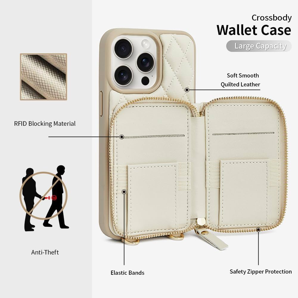 CUSTYPE Etui na telefon iPhone 16 Pro, etui ze skóry z