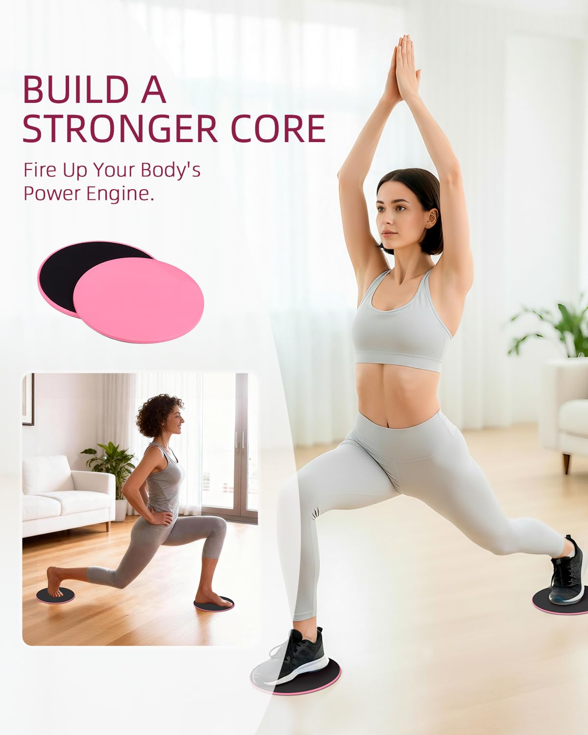 Kit Pilates Maison avec Anneau 35cm, Ballon 25cm et Bandes Résistance - Set Complet Rose
