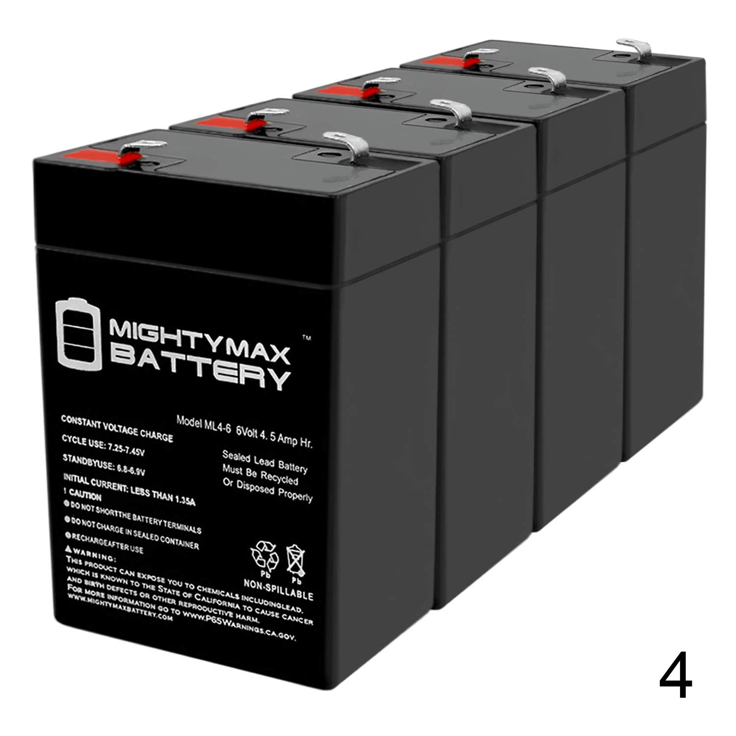 Mighty Max Battery 6V 4.5AH SLA Battery Replacement for CooPower CP6-4.0 - 4 Pack