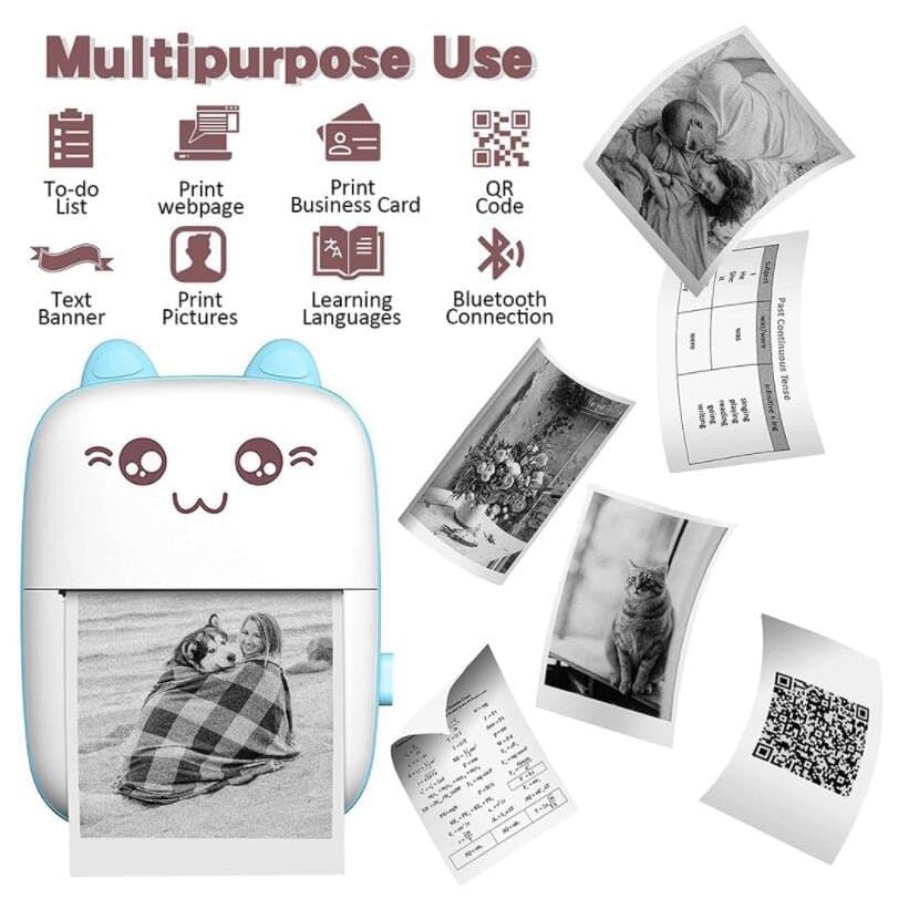 brazik Mini Printer, Pocket Printer, Wireless Bluetooth Mobile Printer, Thermal Printer for Picture Photo Label Memo, Paper Printer with USB Cable... - Image 4