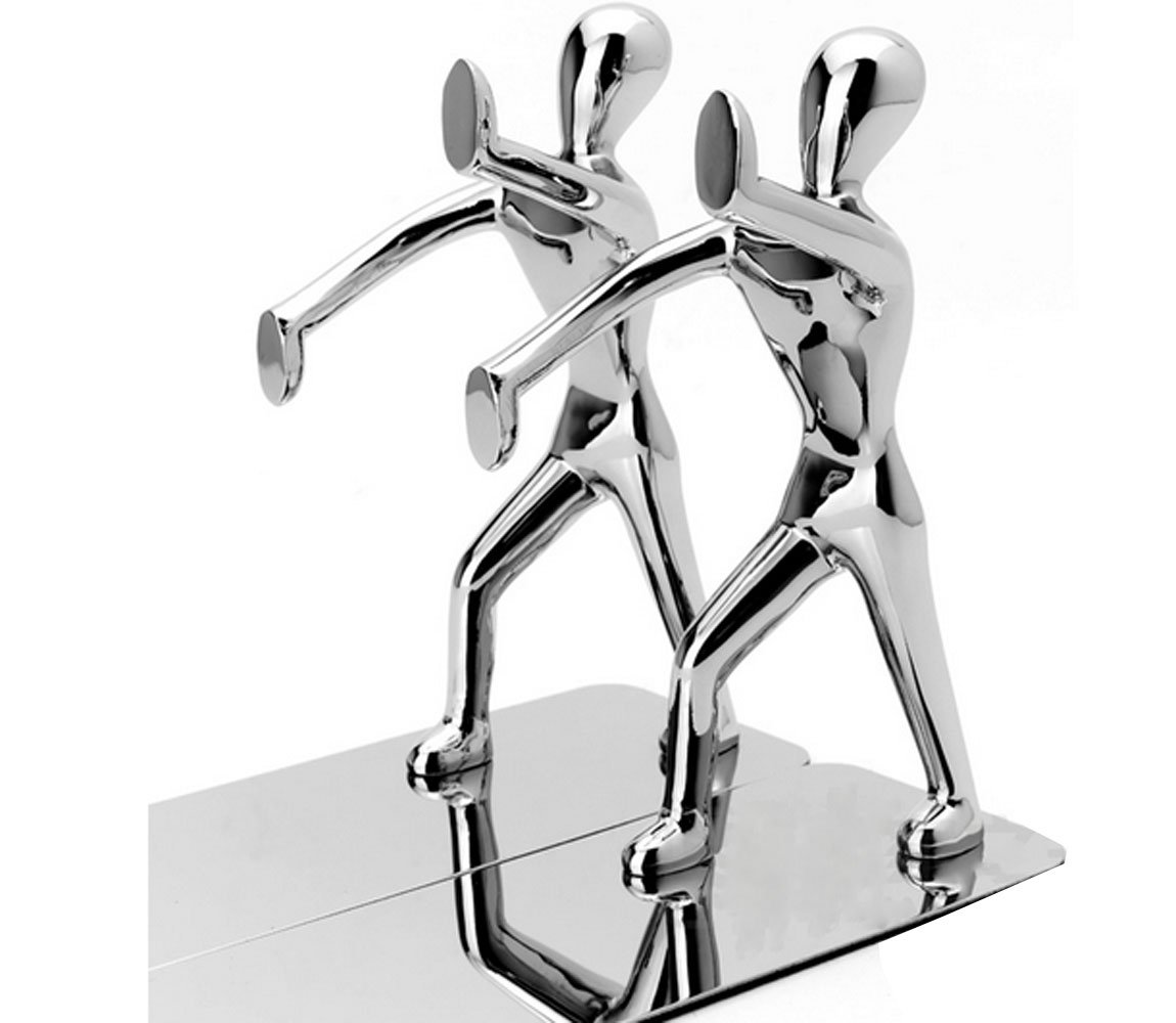 Fermalibri A Forma Di Lottatore Kung Fu - Acciaio Inox, Design Creativo Per Libreria, Ufficio, Casa - Foto 6