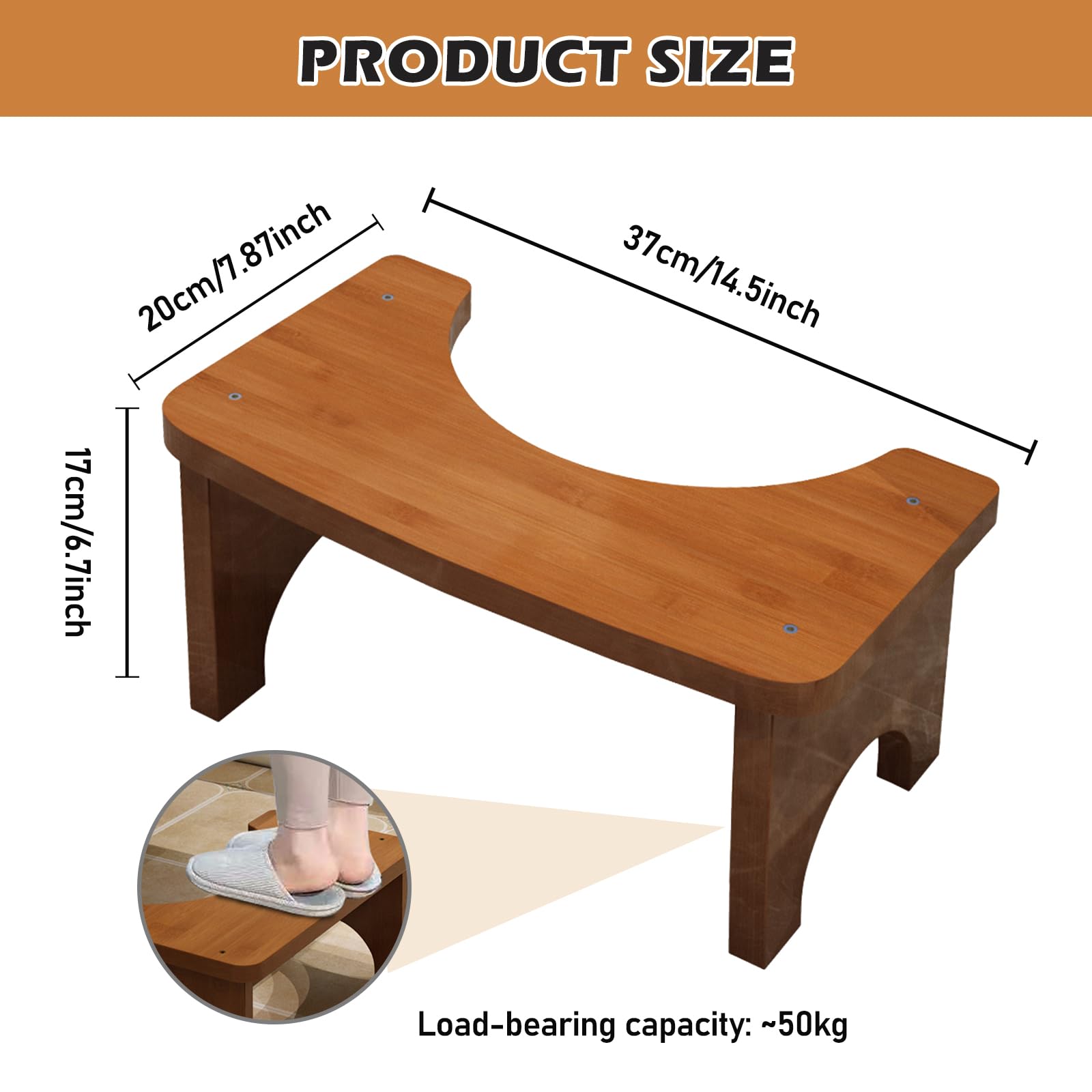 Toilettenhocker Holza,37 * 20 * 17CM Toilettenhocker Aus Holz,WC Hocker Erwachsene,Toiletten Fußbank Aus Holz Für Erwachsene Und Kinder,Gegen Blähungen,Anti Verstopfung(Braun)