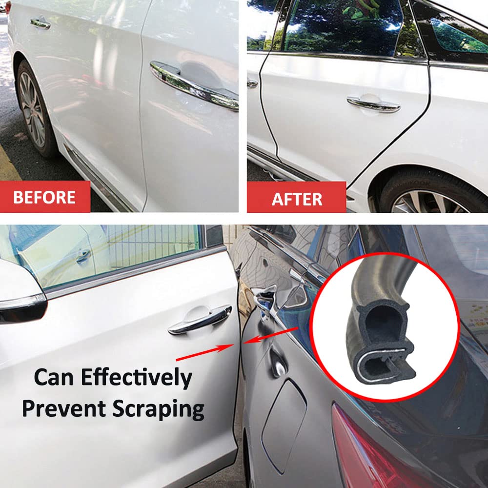 ETOPARS 118" Pollice Guarnizione in Gomma per Porta Auto Protezioni del Bordo della Portiera Forma U Striscia di Tenuta con Lampadina Laterale per Auto Barca 10mm X 17mm