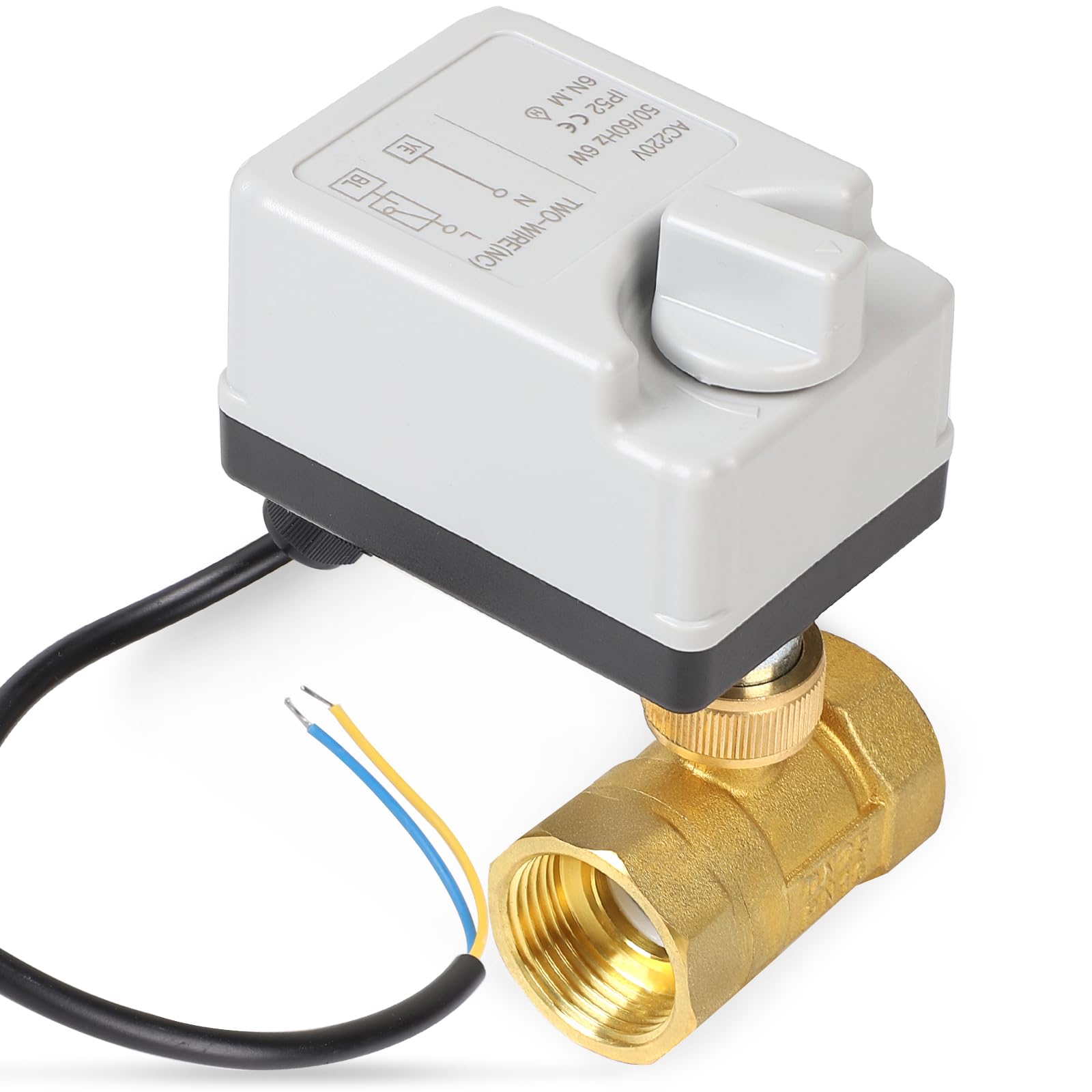 SAWIS Válvula de Bola Motorizada 2 Vías con Función Manual, DN25 1 Pulgadas AC220V Válvula de Zona 2 Hilos