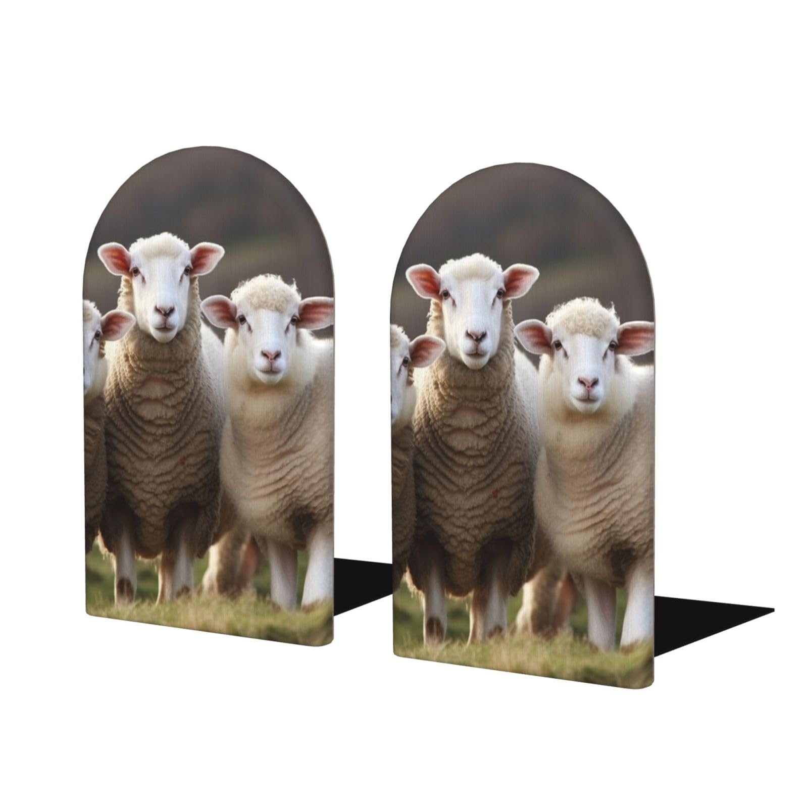 Large Bookends for Shelves, Non-Skid Heavy Duty Wood Book Stoppers 1 Pair