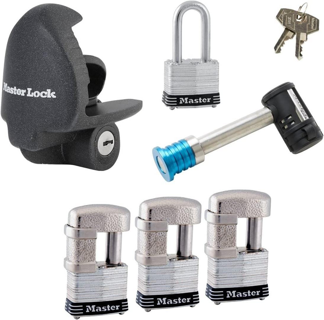 Master Lock - 6 Trailer Locks Keyed Alike w/ 12 Keys, 6KA-37937-37