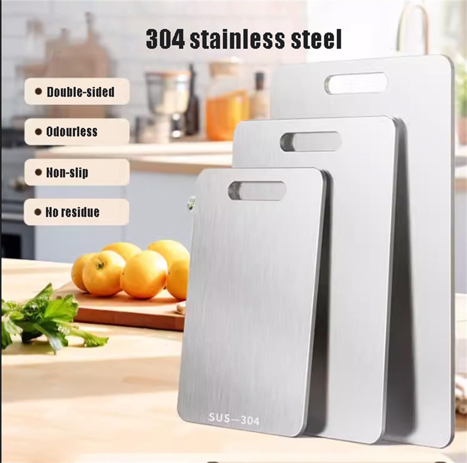 Roestvrijstalen Titanium Snijplank 304 Food Grade Snijplank voor Vlees en Fruit Keuken Snijplanken (39.5x29.5cm/15.6x11.6in