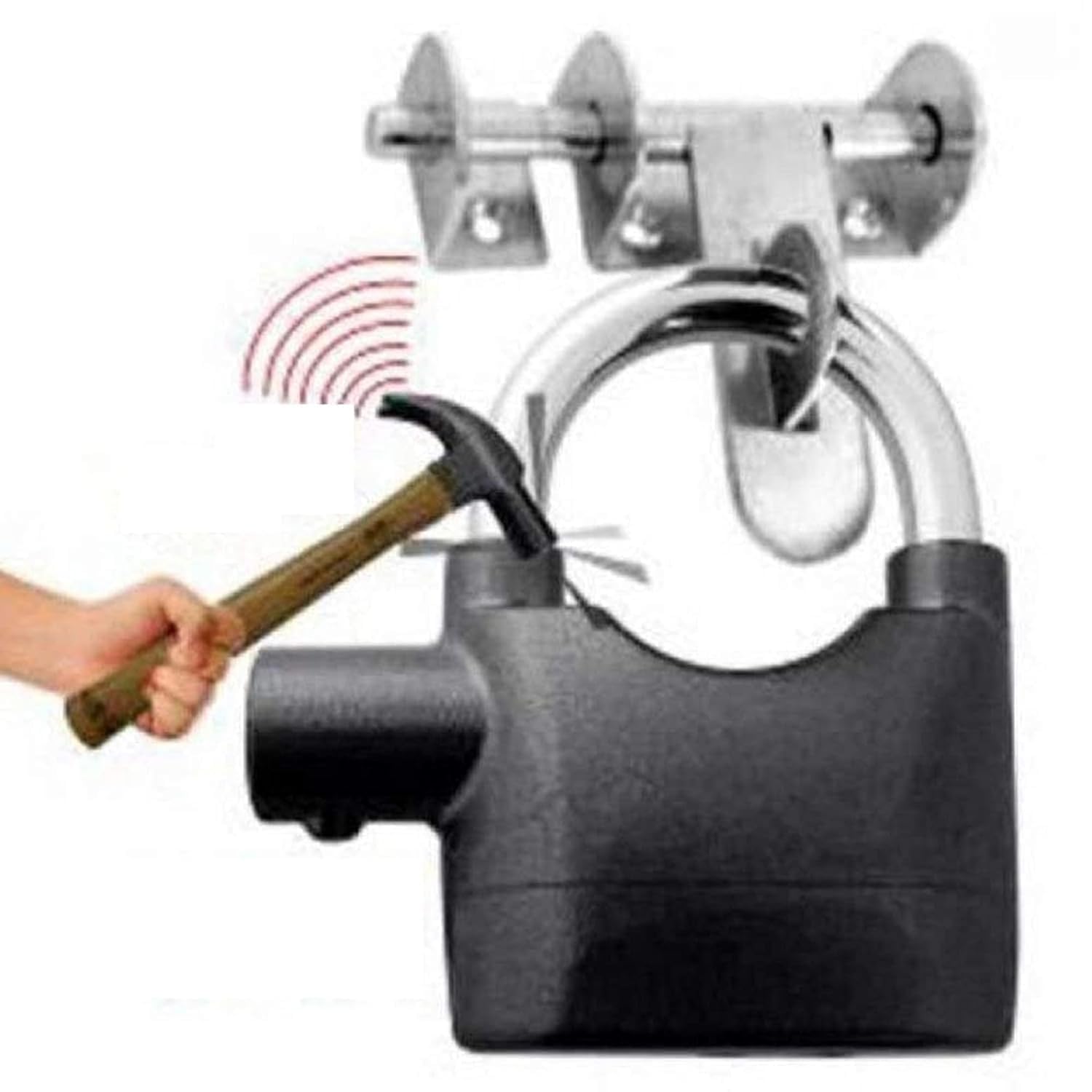 Waexlla Motion Sensor Alarm Security Padlock | Anti-Theft Siren Lock with 3 Keys | Heavy-Duty Metal Build for Home, Office, Door & Bike Safety | Black 1
