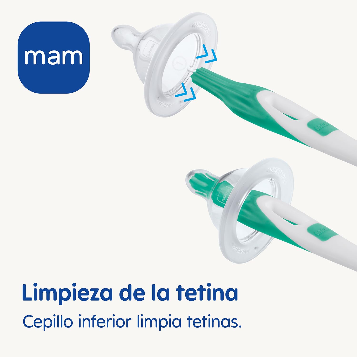 MAM Brosse Nettoyage Biberons Et Tétines - Poils Doux Flexibles Avec Brosse Tétine Et Trou Suspension