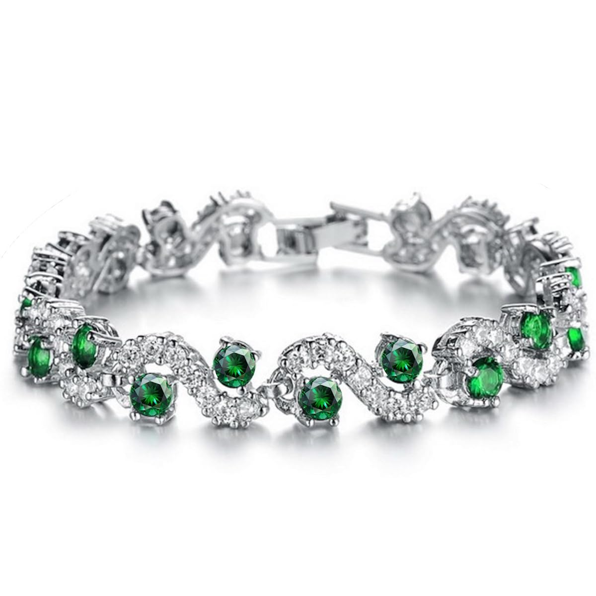 Crystalline Azuria 18K White Gold Plated Tennis Bracelets Cubic Zirconia Crystals in Jewelry Box for Women