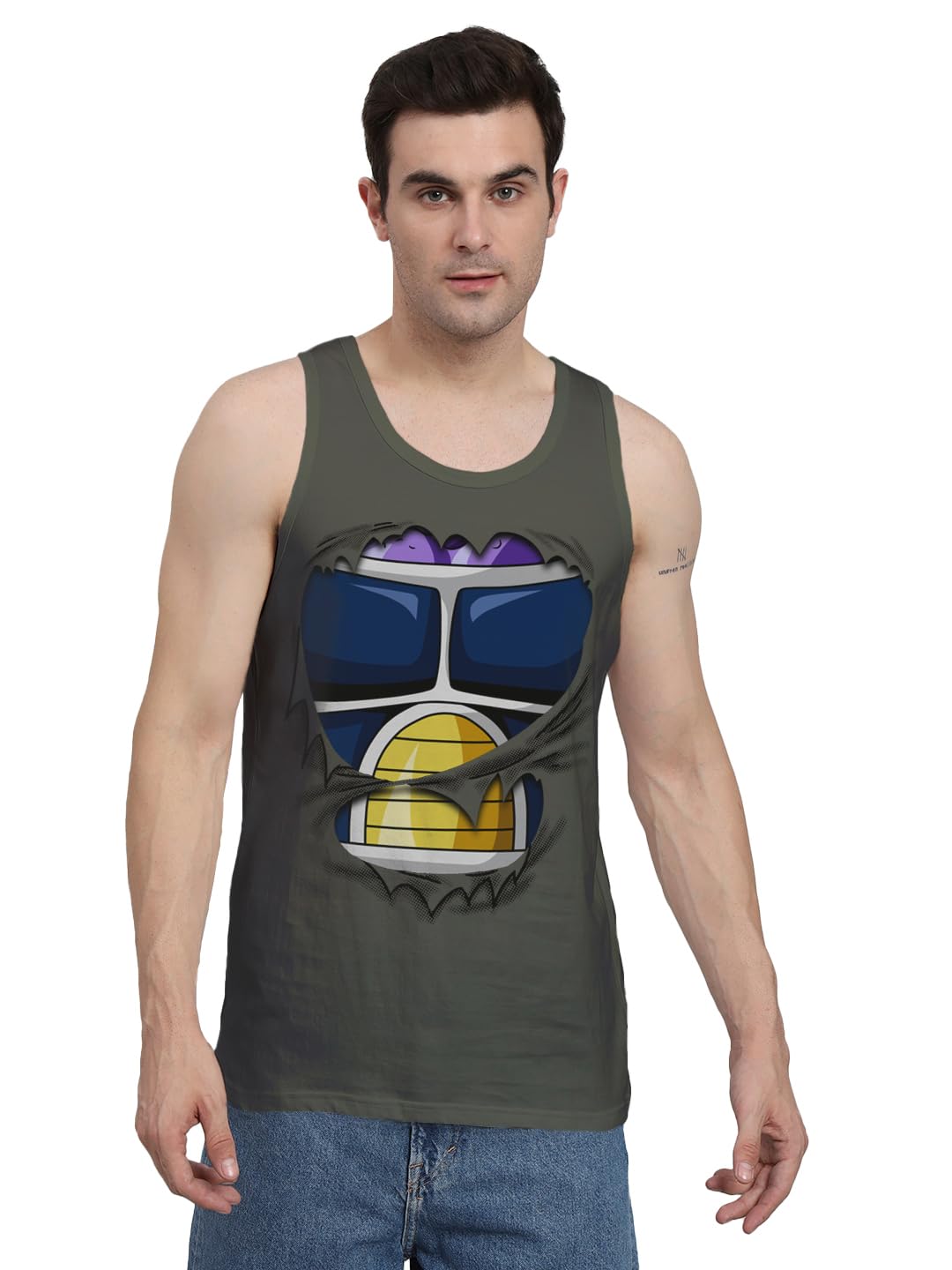 Peppyzone Anime Printed 100% Cotton Tank Top Vest for Men