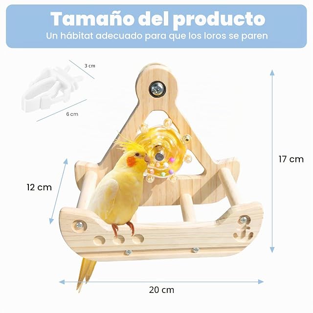 Foto 2 de 6 de Perchas para pájaros, parque de juegos para loros, perchas de madera, juguetes del columpio para pájaros