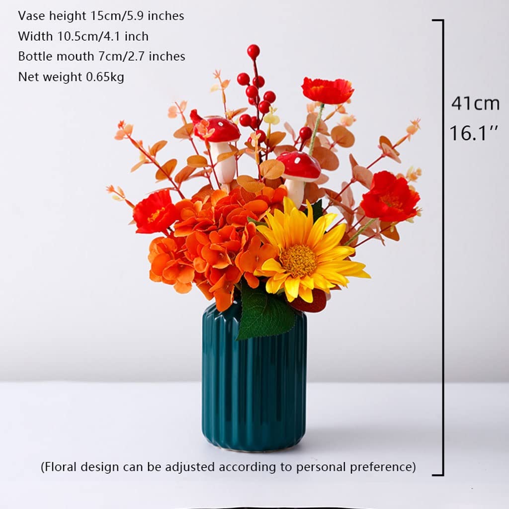 Künstliche Blumen Seidentuch künstliche Blumen mit keramischer Vase Weihnachtshaus DIY. Hochzeit Esstischdekoration Gefälschte Blumen Set Künstliche Blumen wie Echt (Color : B)