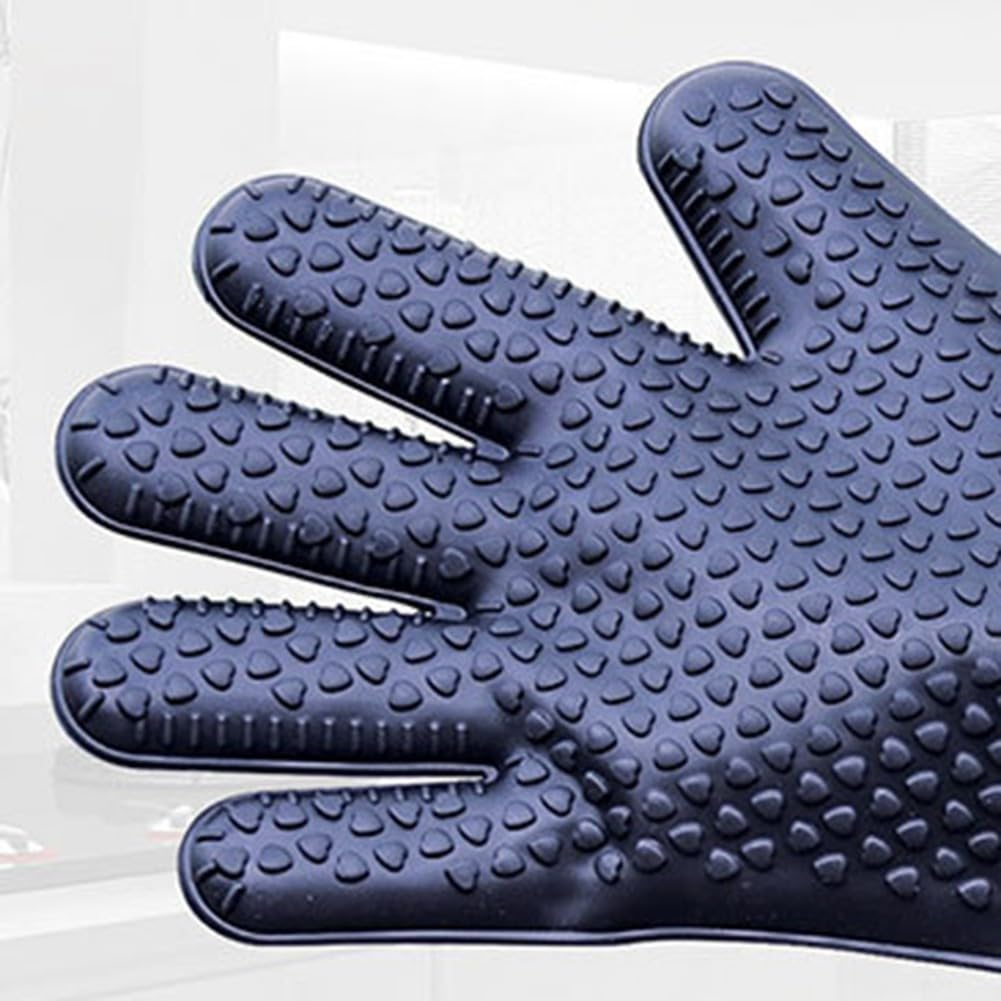 Guantes de barbacoa resistentes al calor con protección de brazo largo, antideslizantes e impermeables (rojo)