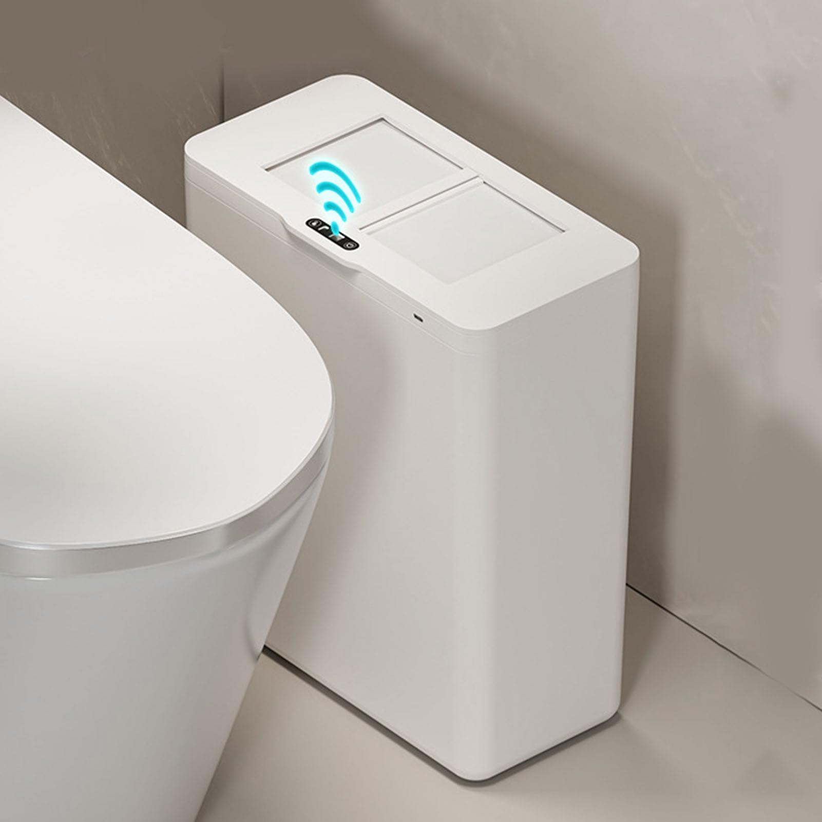 Brrnoo Cubo de Basura con Sensor de Movimiento — Papelera Automática sin Contacto con Sensor Infrarrojo, Tapa Silenciosa y Diseño Antisalpicaduras — Ideal para Baño, Oficina y cocina.