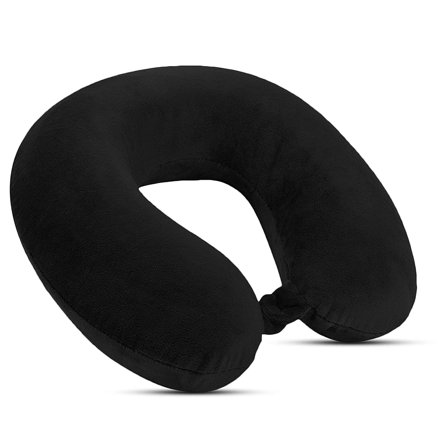 Inkcraft Neck Pillow for Traveling - Memory Foam, Adjustable Travel Pillows for Sleeping - Soft Head Rest w/ Neck Support - Comfort Master for Flight, Car Seat & Chair-Black