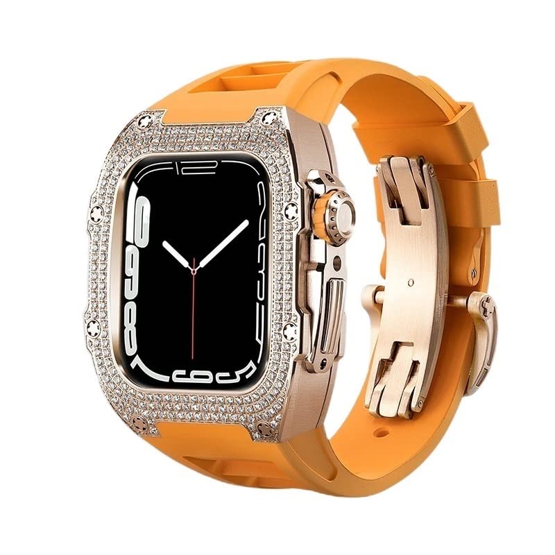 Protéger Apple Watch 45 mm avec un kit de modification acier orange
