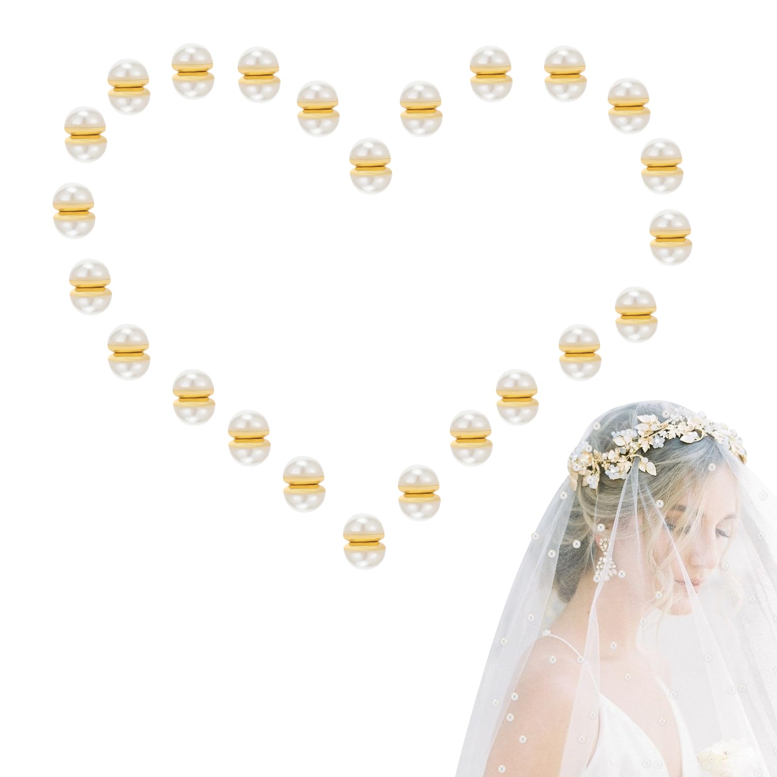 Wedding Veil Weights, Bridal Veil Magnetic Double Sided Artificial Pearls, 2, 0.4in