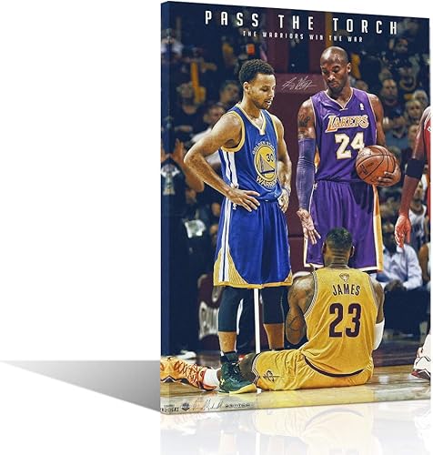 Sports Legends - Póster de Mamba Lebron James y Stephen Curry de color negro, decoración enmarcada para todos los fanáticos del baloncesto, regalo