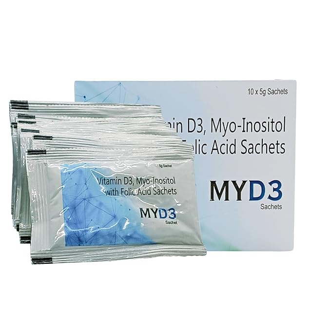 Buy MYD3 Myoinositol 2000mg, Vitamin D3, Folic Acid Powder for PCOD