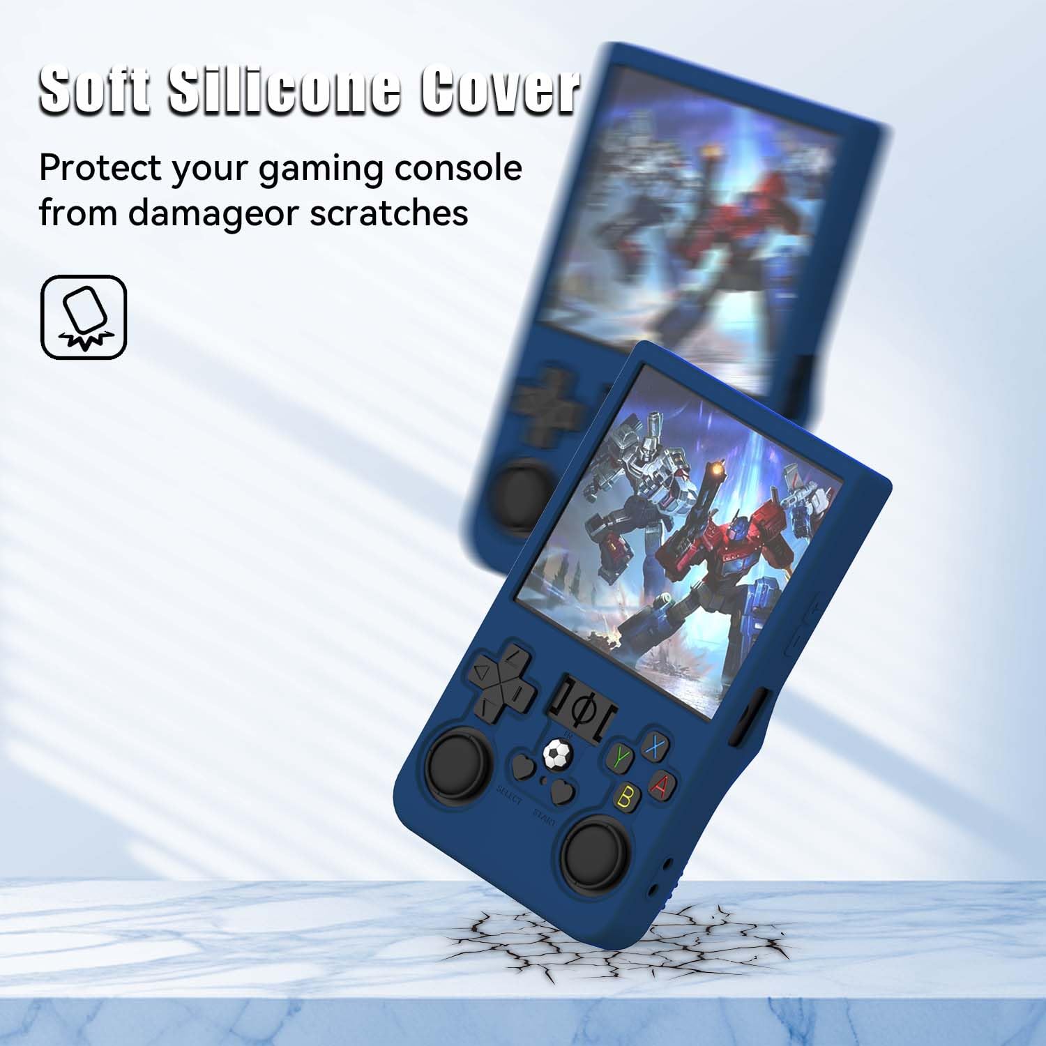 FIOPAZ for R36MAX Silicone Protective Case, Soft Skin for R36 MAX Retro Handheld Game Console Accessories, Anti-Scratch Washable Only for R 36 MAX Sleeve with Lanyard (Blue)