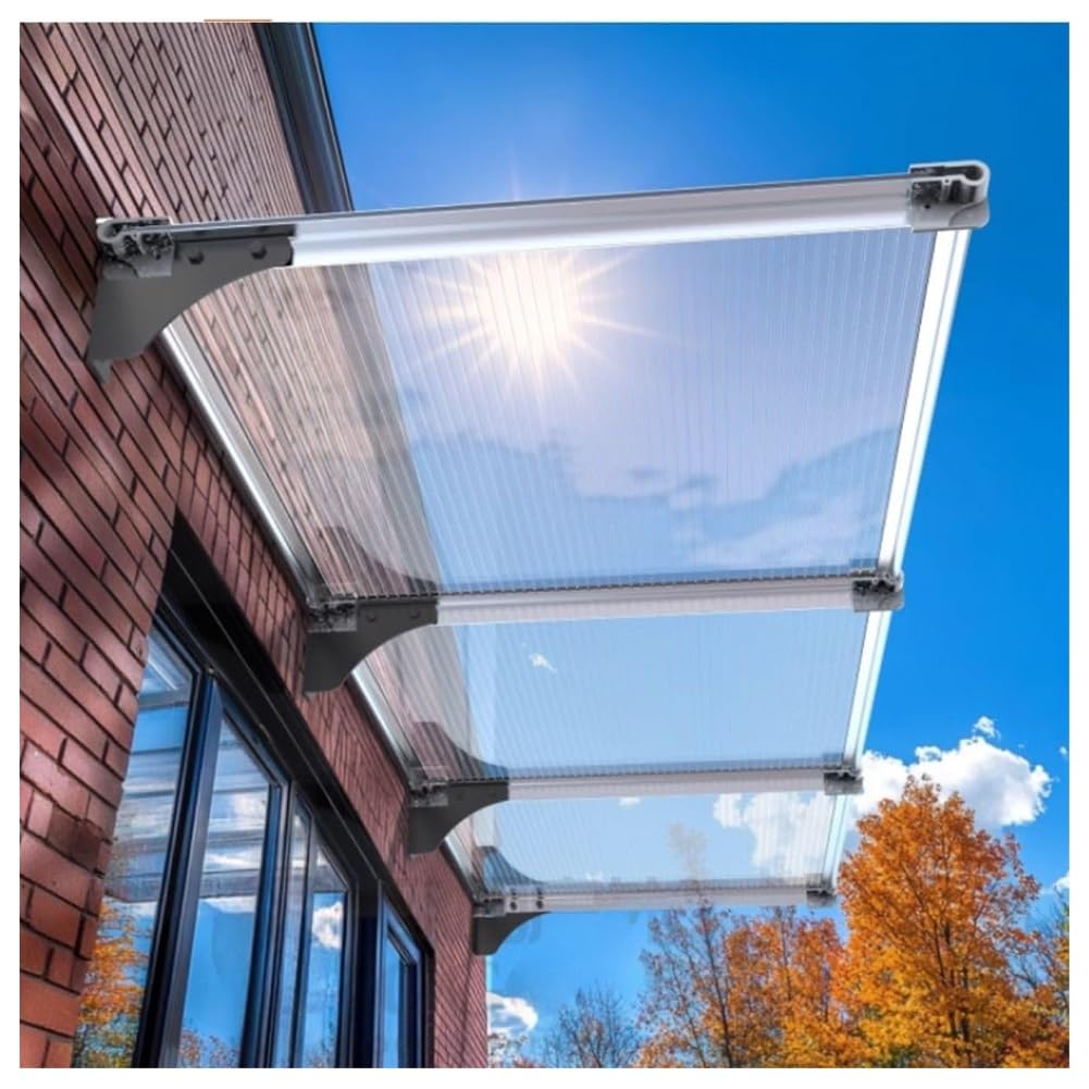Auvent de porte modulaire pour stopper la pluie fine et protéger votre entrée en polycarbonate