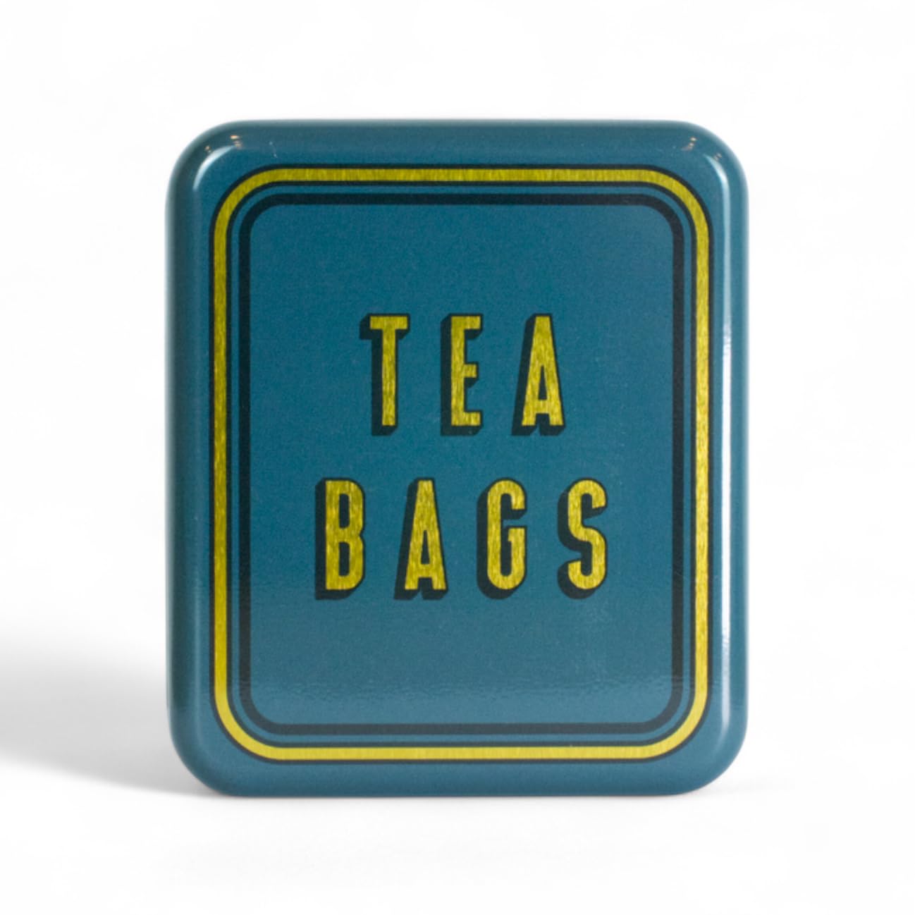 TINIT Tea Bag Travel Tin 'Tea Bags' - Portable Metal Tea Bag Storage Box Teabags, Pocket-Sized Container Commuting Gifts Tea Lovers Coffee (Gold on Navy)