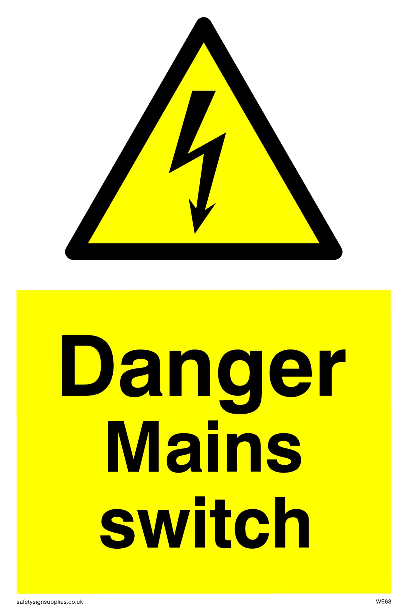 Pack of five - Danger Mains Switch Sign - 100x150mm - A6P