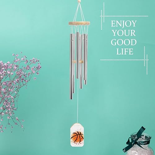 Miniatura 6 de Campanillas de viento de baloncesto para exteriores, de aluminio, para decoración de jardín y patio