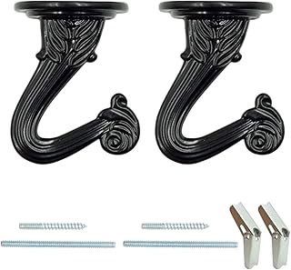 Hxchen 38mm/1.5" Ceiling Hooks - Heavy Duty Swag Hook with Steel Screws Bolts and Toggle Wings for Hanging Plants Ceiling Installation Cavity Wall Fixing Black - (2 Sets)