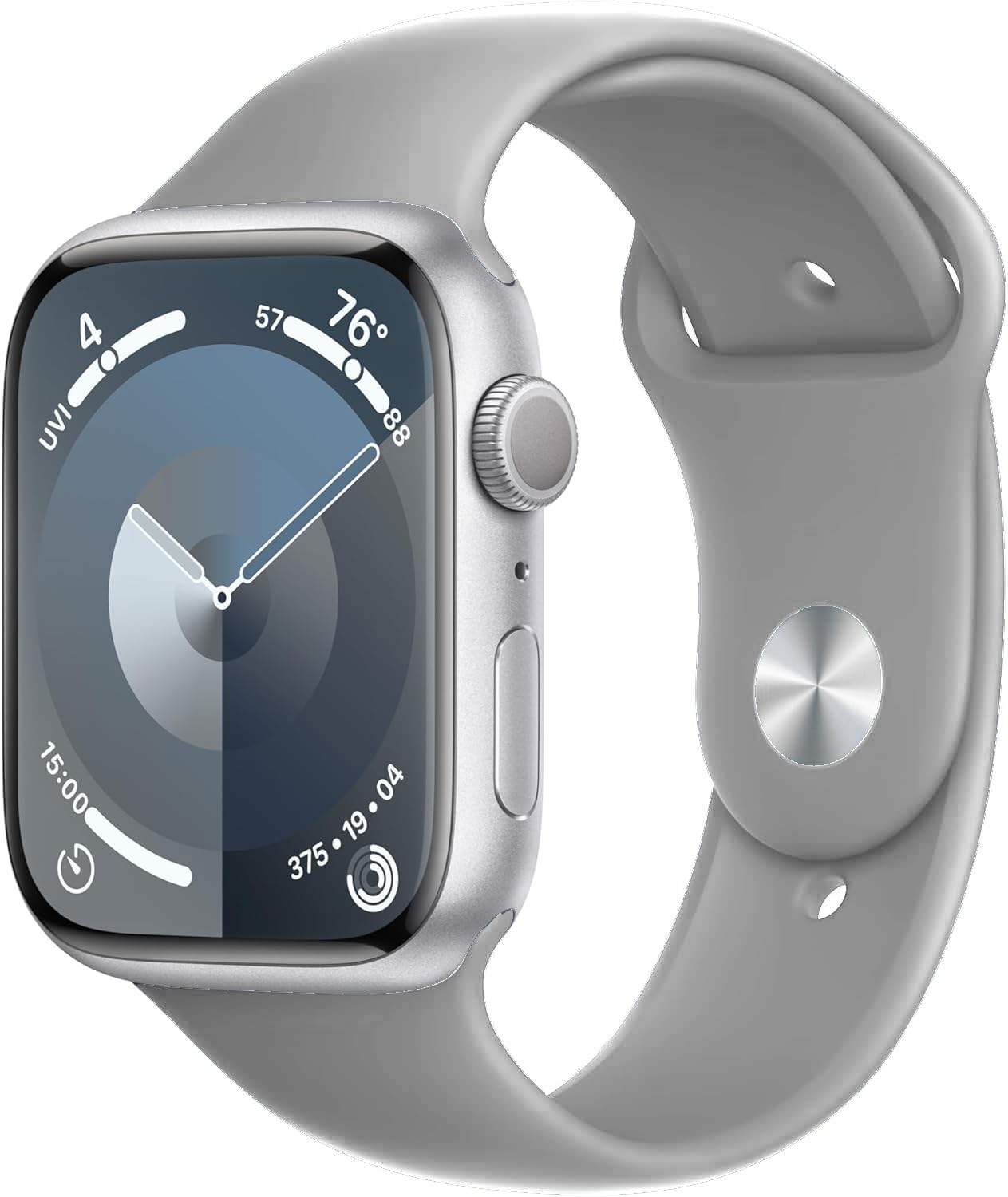 Apple Watch Series 9 (GPS, 41mm) - Silver Aluminum Case with Gray Sport Band, M/L (Renewed)