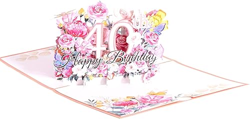 Miniatura 3 de Tarjeta desplegable de 40 cumpleaños para ella, mujer, esposa, regalo de 40 cumpleaños para hermana, mamá, amiga, tarjeta de cumpleaños desplegable