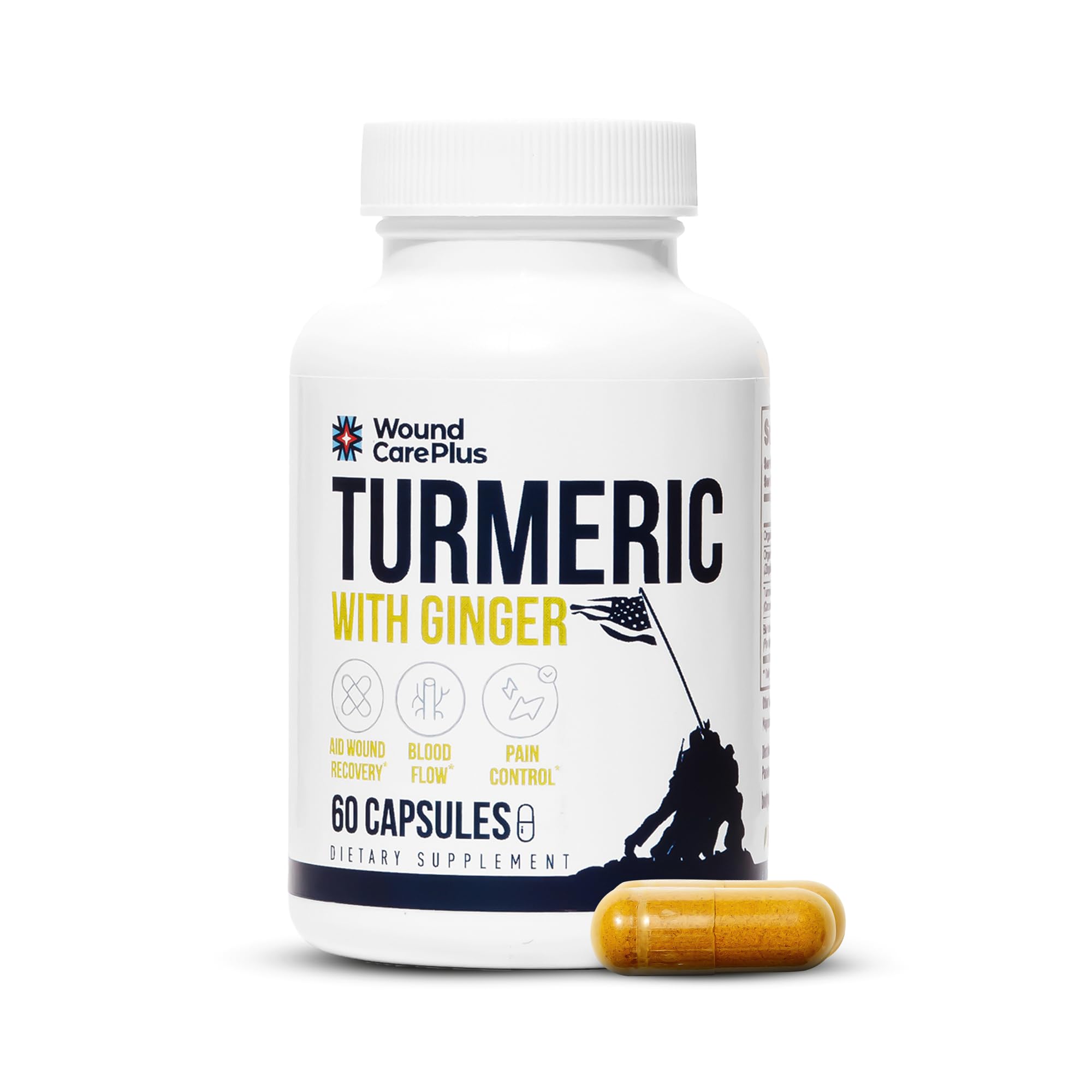 Wound Care Plus Turmeric & Ginger Supplement – with Curcumin & Gingerol – Supports Healthy Inflammation Response & Antioxidant Protection – 60 Capsules – Non-GMO, Gluten-Free, Keto Friendly