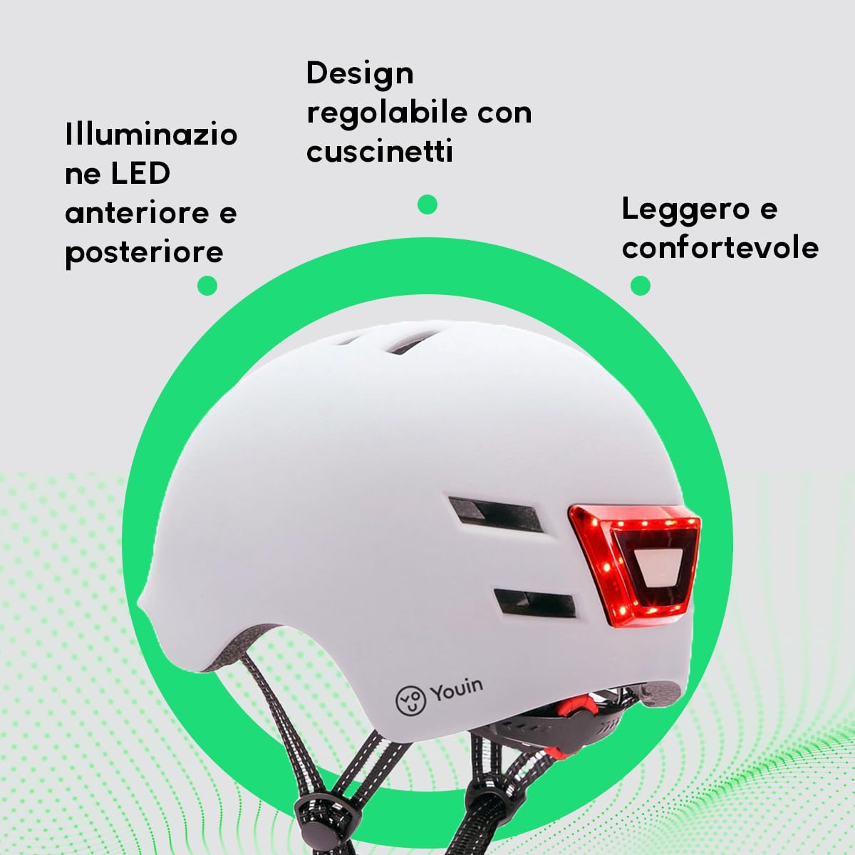 YOUIN Casco per Hoverboard Elettrico MA1011 LED Bianco