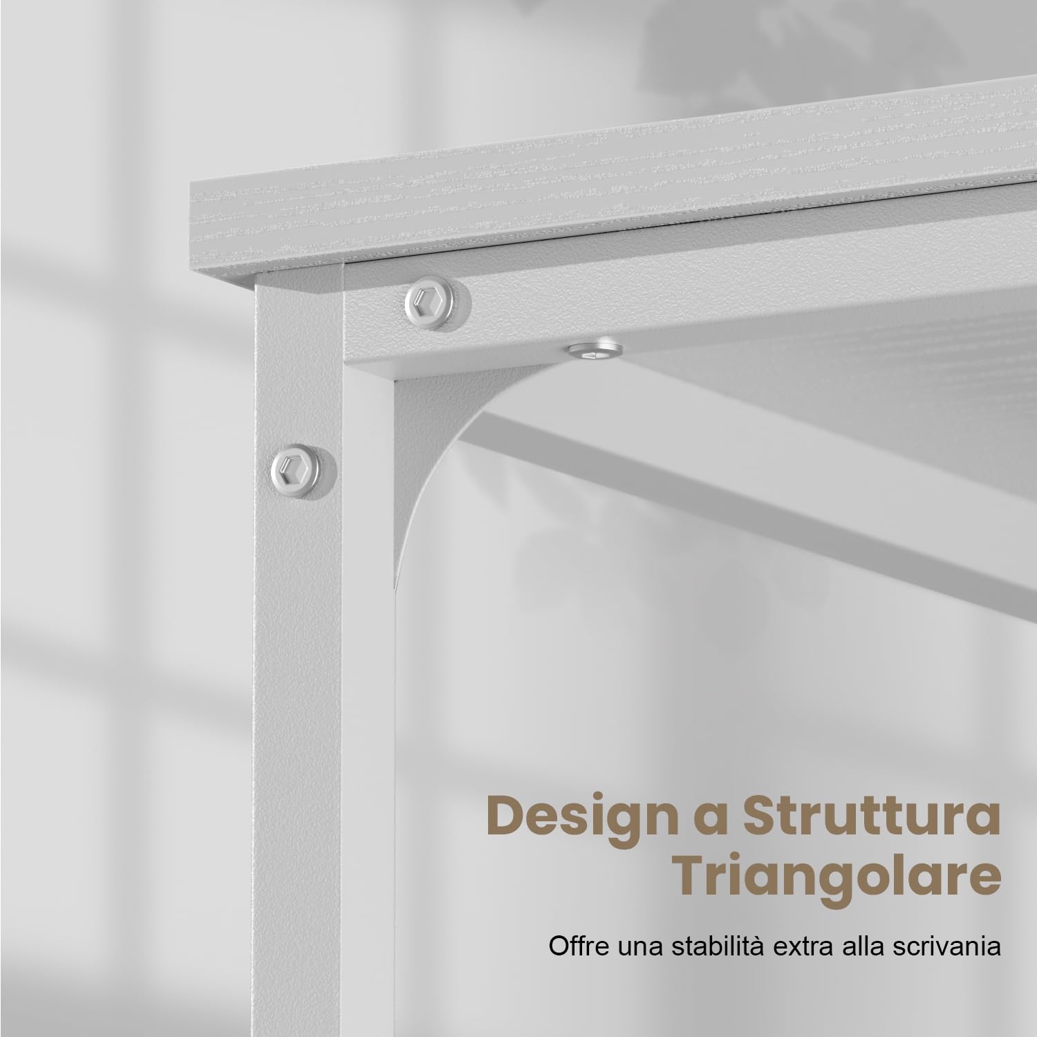 HLFURNIEU Scrivania Piccola, 80 x 50 cm Scrivania Ufficio con Borsa Portaoggetti, Tavolo da Lavoro per Ufficio Domestico, Soggiorno, Piccoli Spazi, Struttura Metallica, Bianco